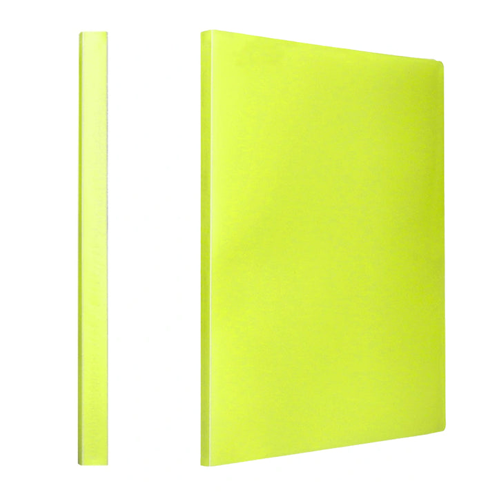 LIDERPAPEL - Carpeta Fundas de Plástico A4 con 40 Fundas Transparentes. Amarillo Fluor