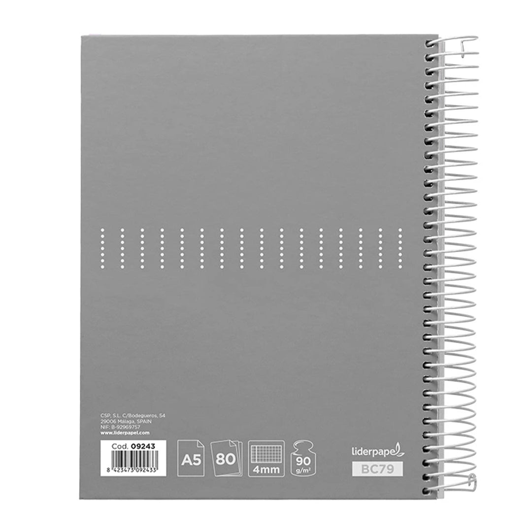 LIDERPAPEL - Cuaderno Espiral A5 con Margen 80h 90gr. Color Surtido