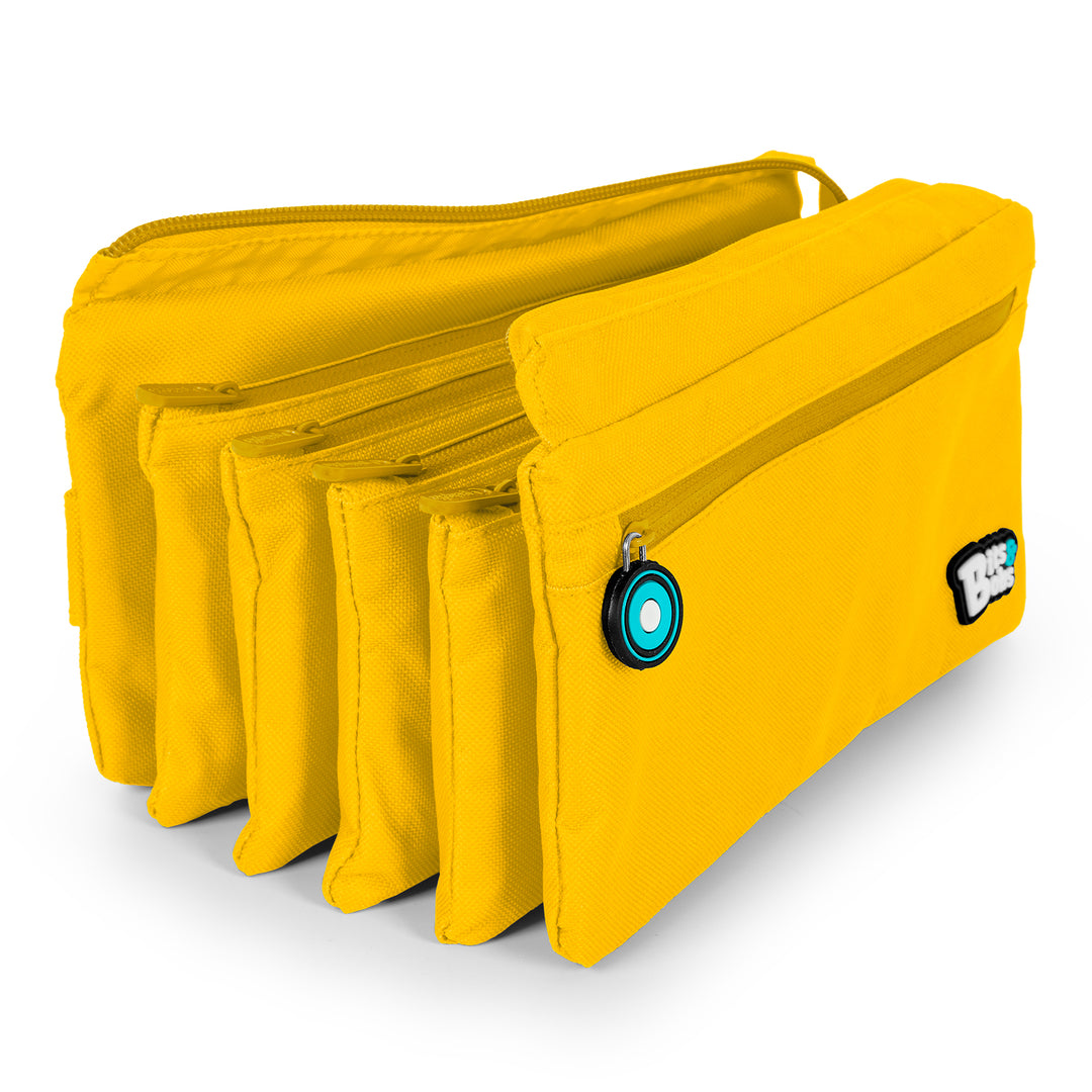 ColePack Eco36 - Estuche Cuadruple de 4 Cremalleras con Material Escolar Incluido. Amarillo