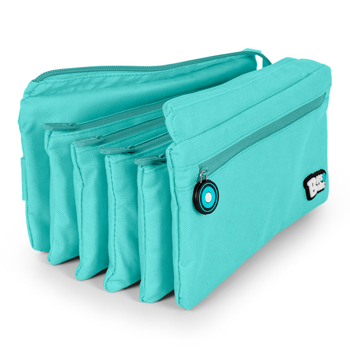 ColePack Eco36 - Estuche Cuadruple de 4 Cremalleras con Material Escolar Incluido. Azul Claro