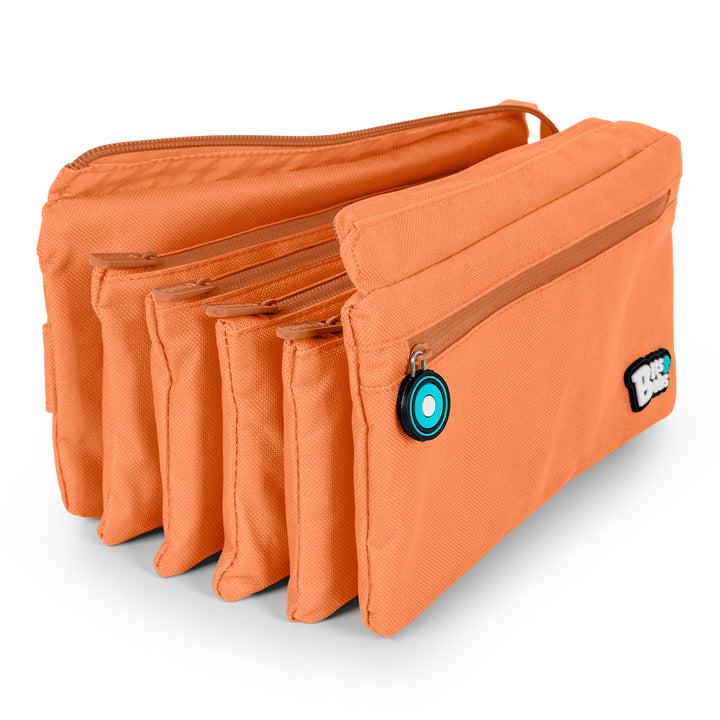 ColePack Eco36 - Estuche Cuadruple de 4 Cremalleras con Material Escolar Incluido. Coral