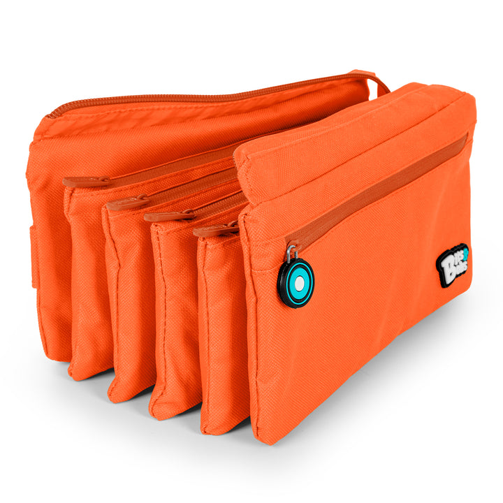 ColePack Eco36 - Estuche Cuadruple de 4 Cremalleras con Material Escolar Incluido. Naranja