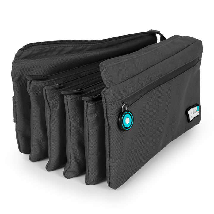 ColePack Eco36 - Estuche Cuadruple de 4 Cremalleras con Material Escolar Incluido. Negro