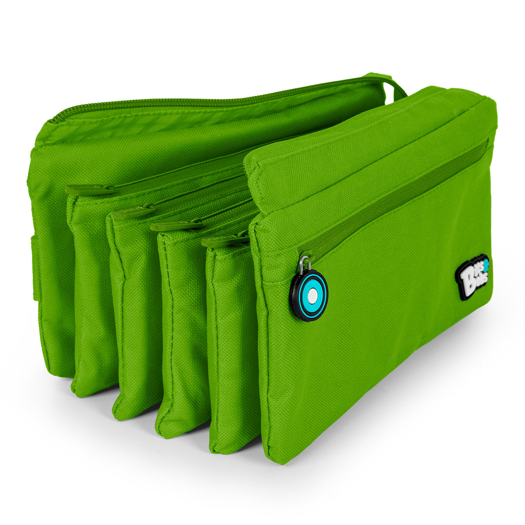 ColePack Eco36 - Estuche Cuadruple de 4 Cremalleras con Material Escolar Incluido. Verde