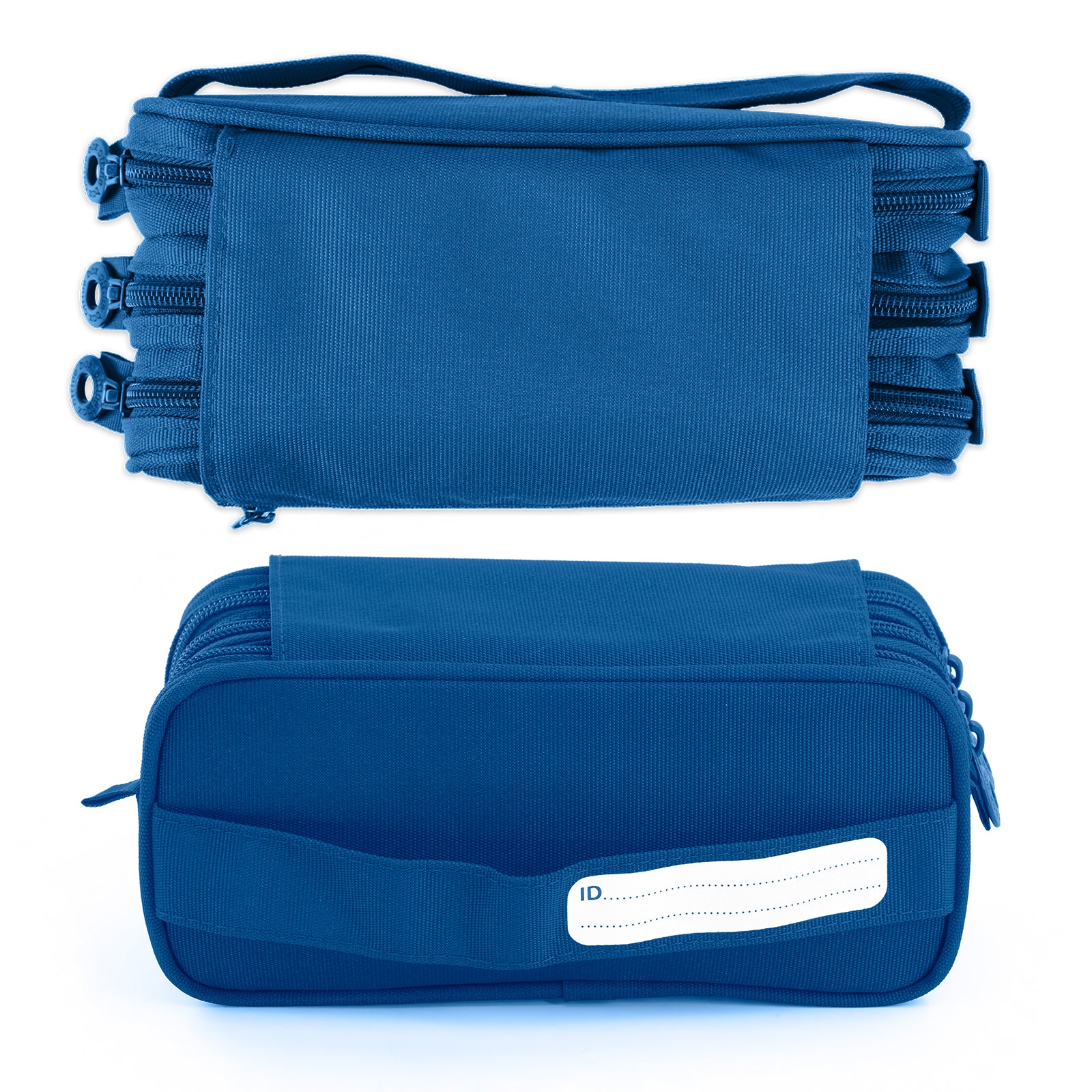 ColePack Pro - Estuche Triple de 3 Cremalleras con Material Escolar Incluido. Azul Oscuro