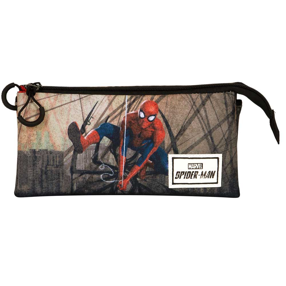 Spiderman Webslinger- Estuche Escolar Triple Portatodo con 2 Cremalleras. Multicolor