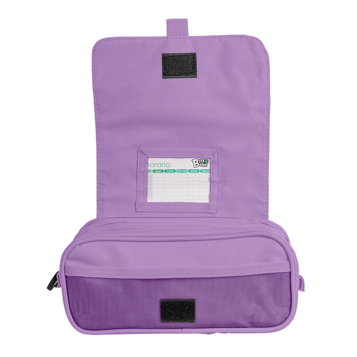 ColePack EcoBB - Estuche Triple de 3 Cremalleras con Material Escolar Incluido. Negro