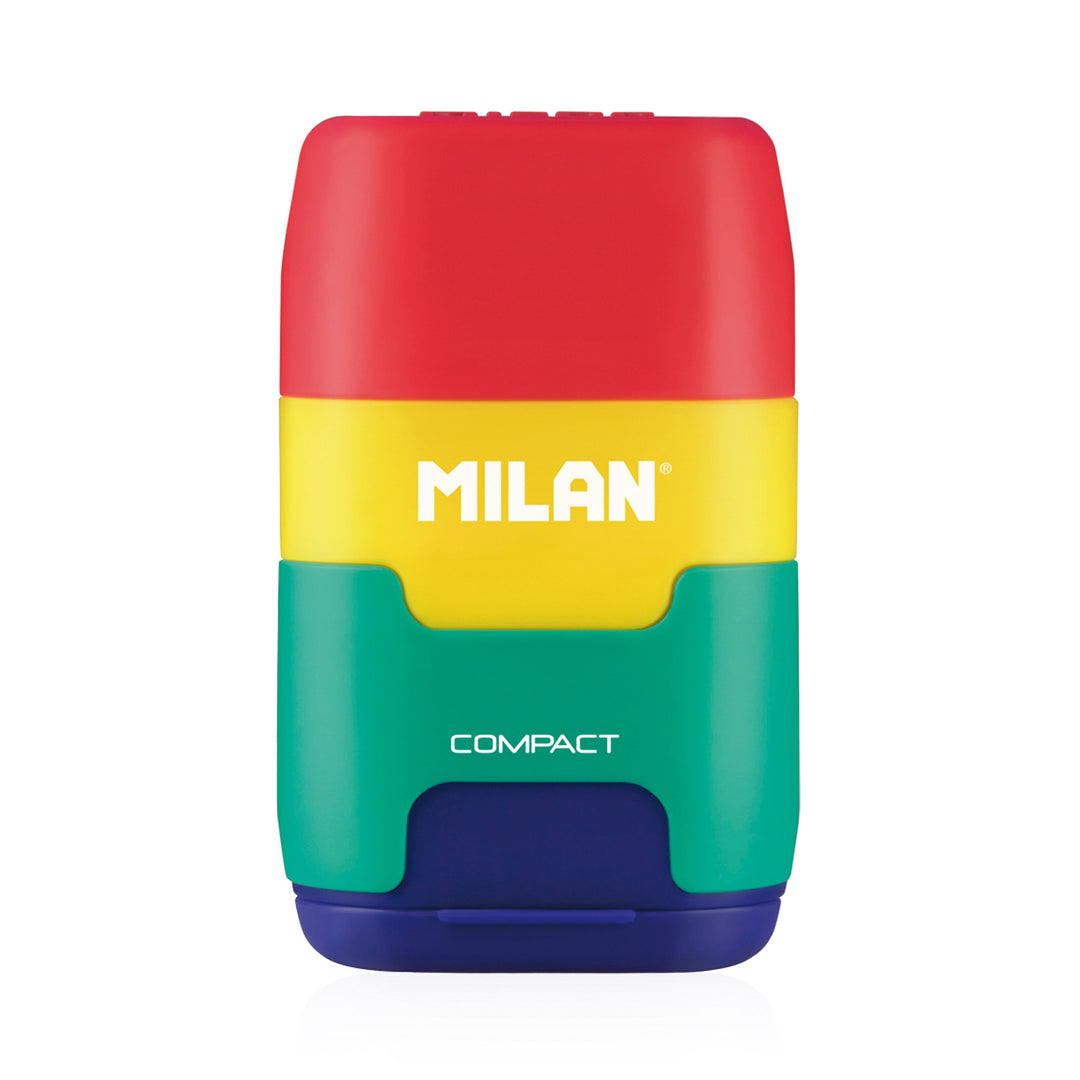 MILAN Mix - Afilaborra Compact. Combinación de Goma y Sacapuntas Doble. Multicolor
