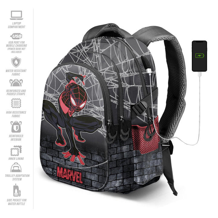 KARACTERMANIA - Marvel Spiderman Spin Mochila Running PLUS. Gris