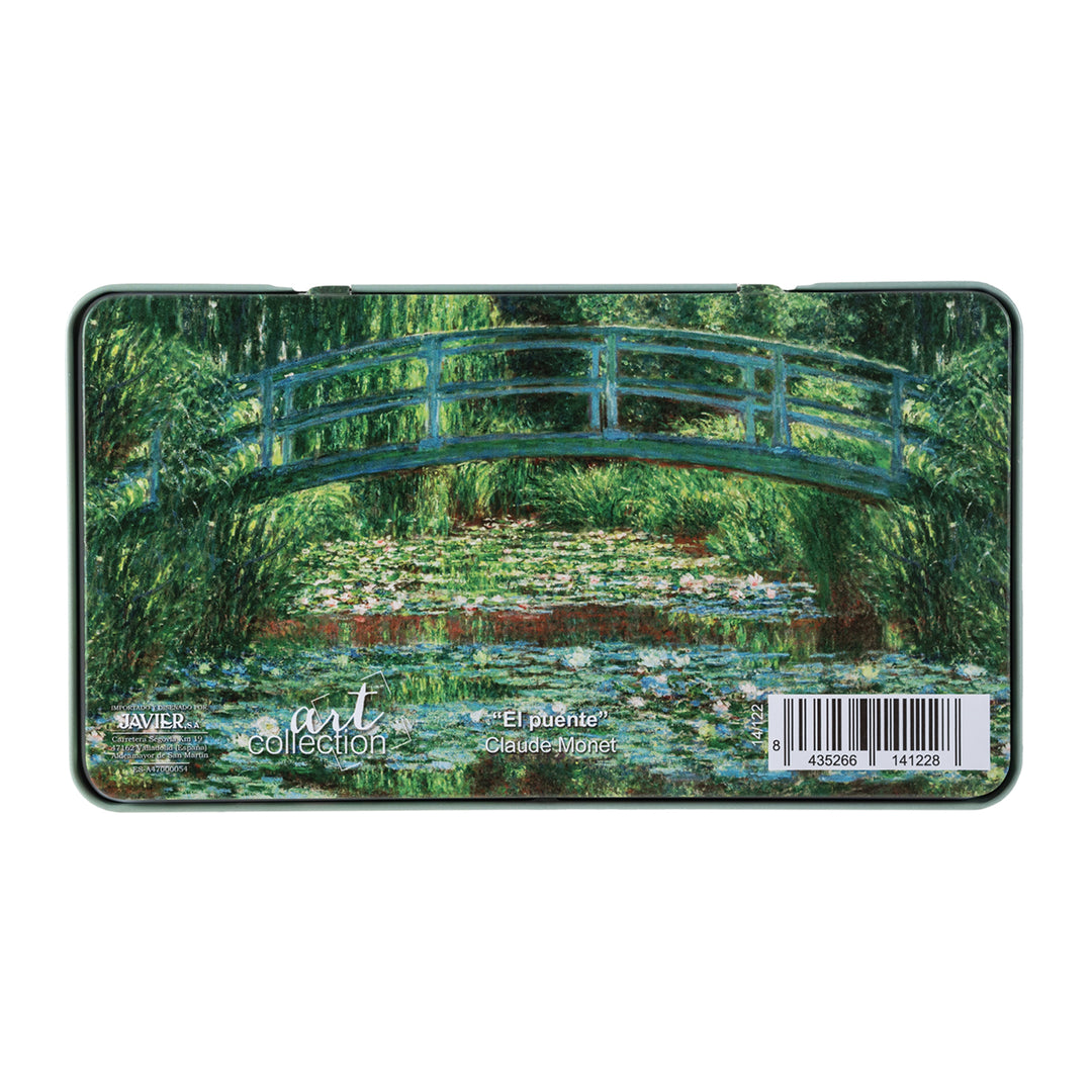 JAVIER El Puente Monet - Caja Metálica con 12 Lápices de Colores de Doble Punta