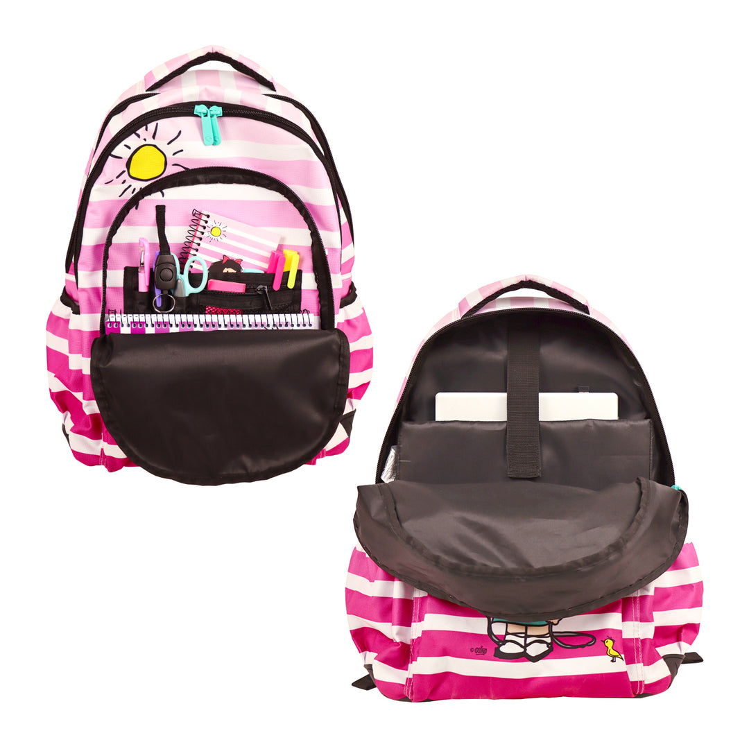 Grafoplás - Mochila Escolar 3 Cremalleras con Divisor para Portátil. Adaptable Carrito. Mafalda Lively