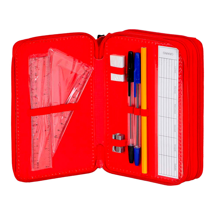 KARACTERMANIA - Estuche Plumier Triple Completo con 44 Piezas. Disney Mickey Mouse