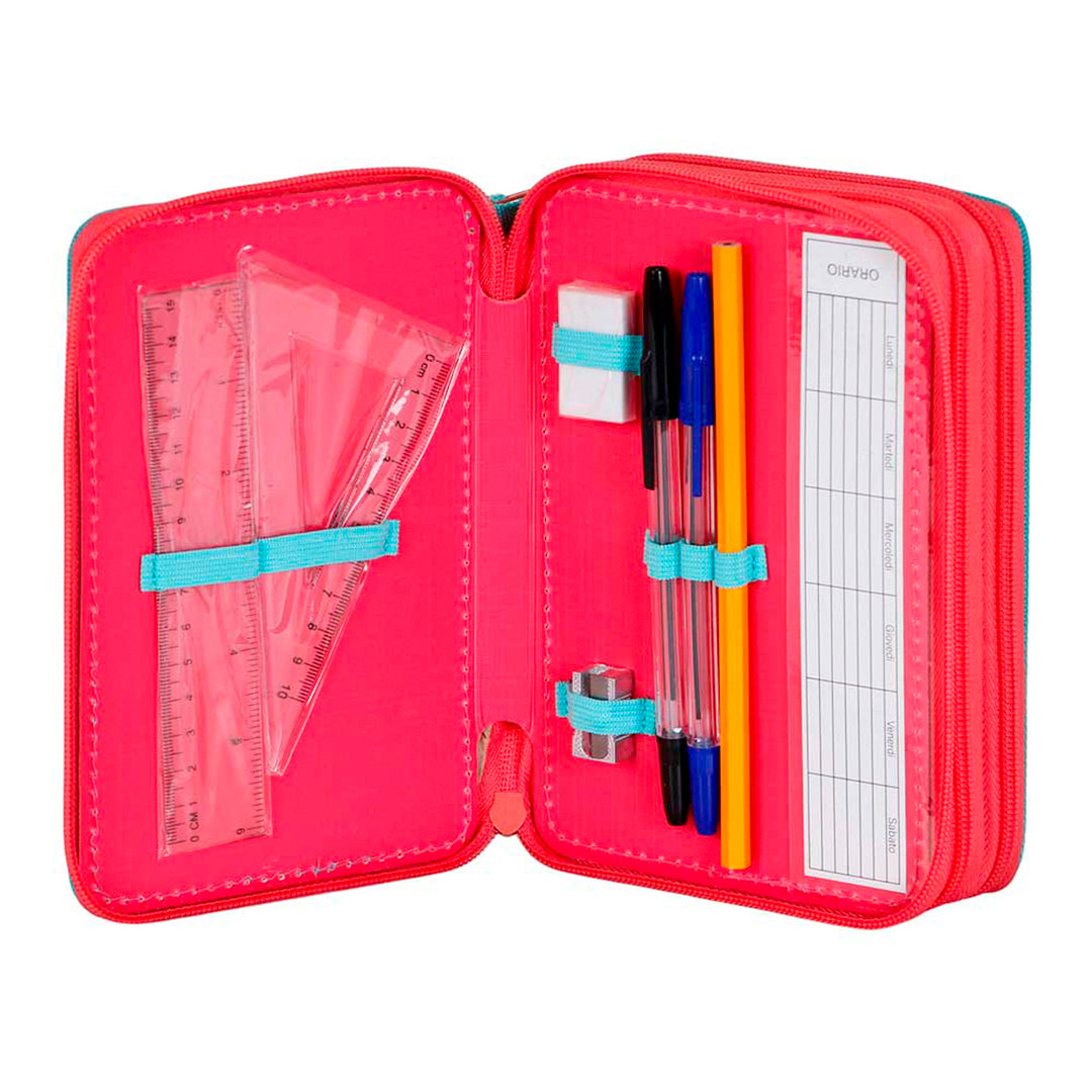 KARACTERMANIA - Estuche Plumier Triple Completo con 44 Piezas. Disney Minnie Mouse