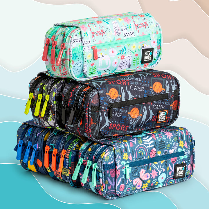 ColePack EcoDes - Estuche Triple de 3 Cremalleras con Material Escolar Incluido. Cats