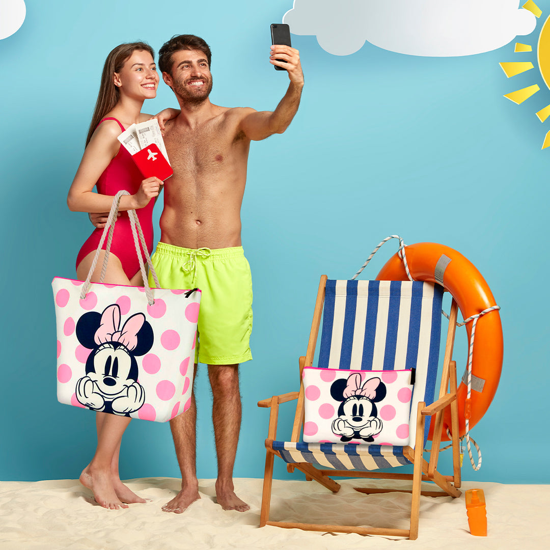 KARACTERMANIA - Bolsa de Playa Soleil con Neceser de Regalo. Mickey Mouse Dots