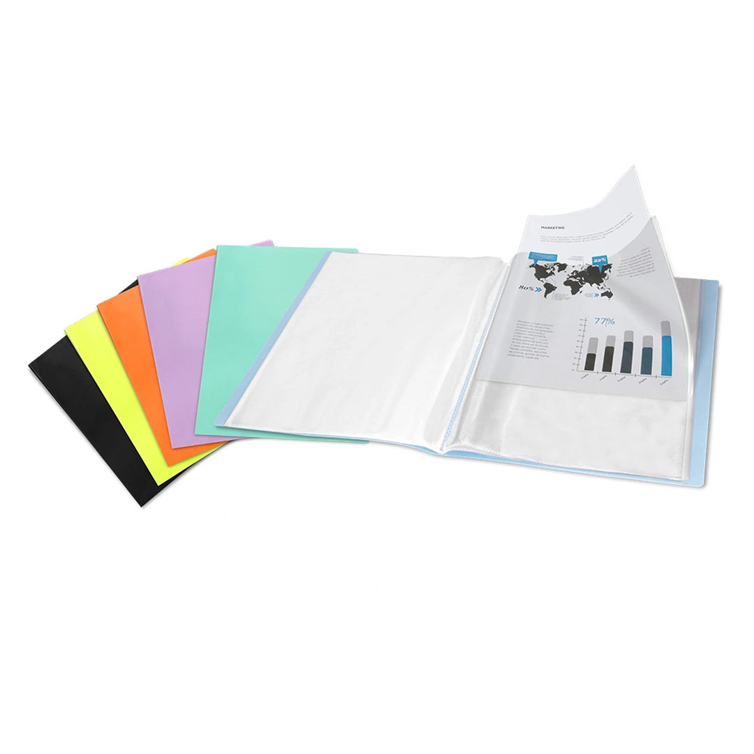 LIDERPAPEL - Carpeta Fundas de Plástico A4 con 40 Fundas Transparentes. Negro