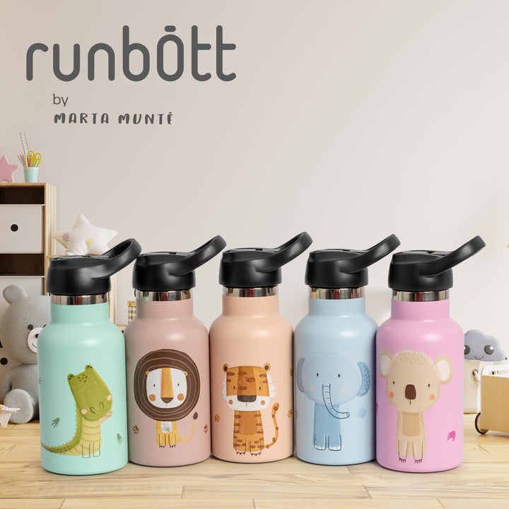 Runbott Marta Munté - Botella Térmica Infantil de 0.35L con Interior Cerámico. Elephant