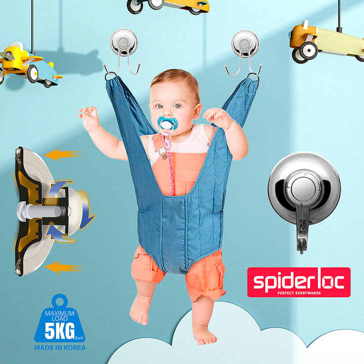 SPIDERLOC - Juego de 2 Ganchos de Pared en Acero Inoxidable. Ventosa de Succión por Vacío