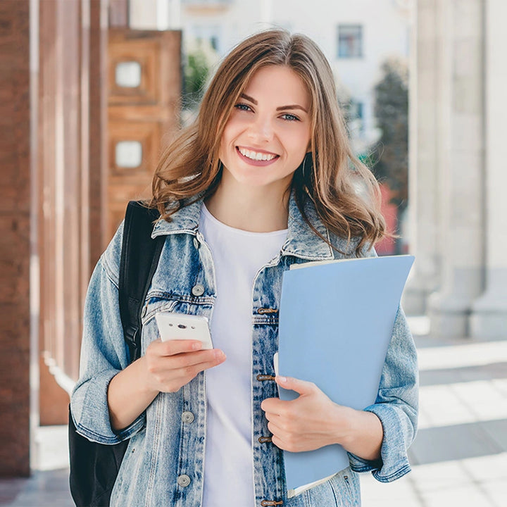 LIDERPAPEL - Carpeta Fundas de Plástico A4 con 40 Fundas Transparentes. Celeste