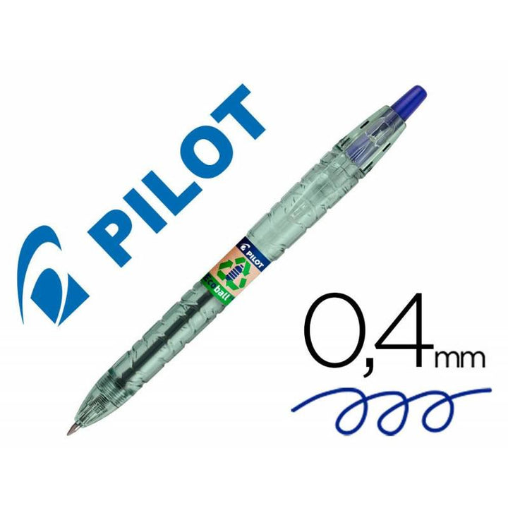 PILOT Ecoball - Lote de 4 Bolígrafos Retráctiles con Tinta Aceite. Fabricación 86% Plástico Reciclado