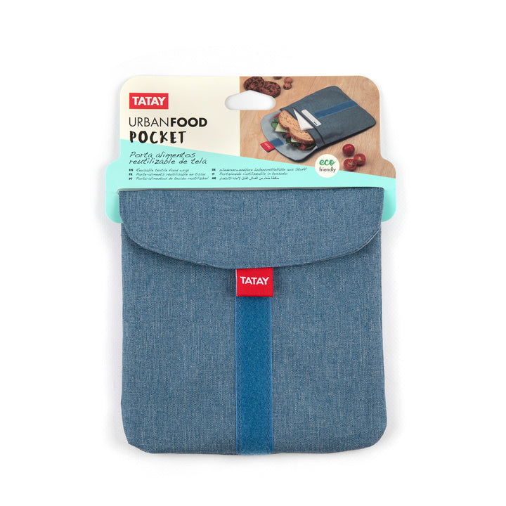 TATAY Pocket - Porta Bocadillos Urban Food Textil Reutilizable e Impermeable. Denim Blue