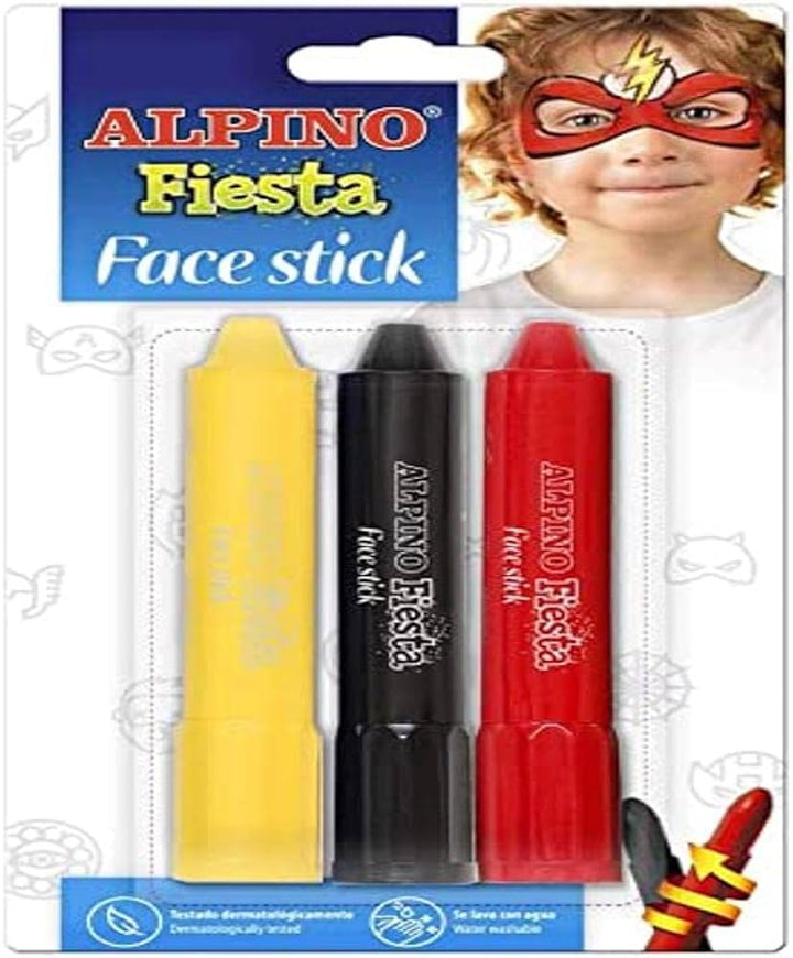 ALPINO - Barra de Maquillaje Fiesta Face Stick Super Heroes Blister de 3 Unidades Colores Surtidos