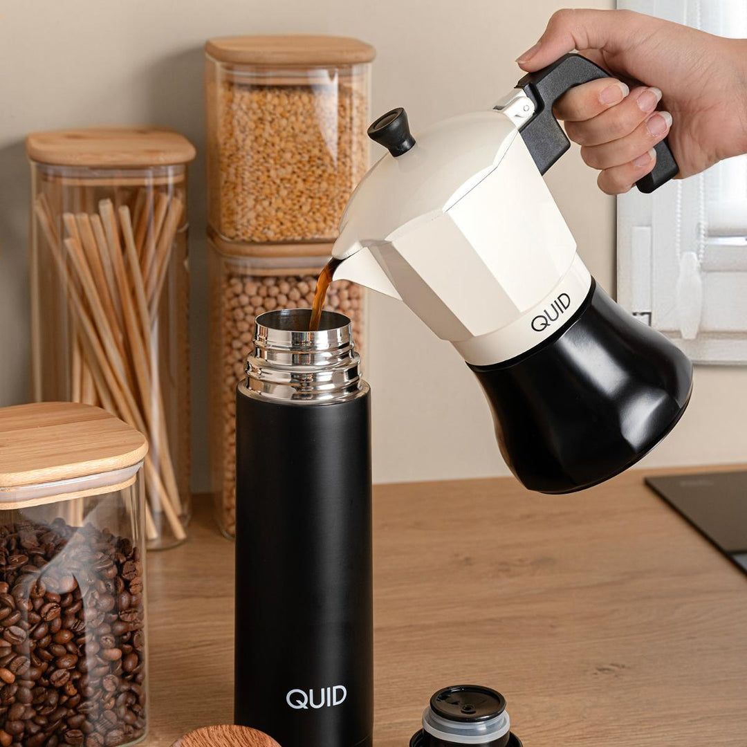 QUID COCCO - Termo para Café Mediano de 0.5L en Acero Inoxidable. Negro