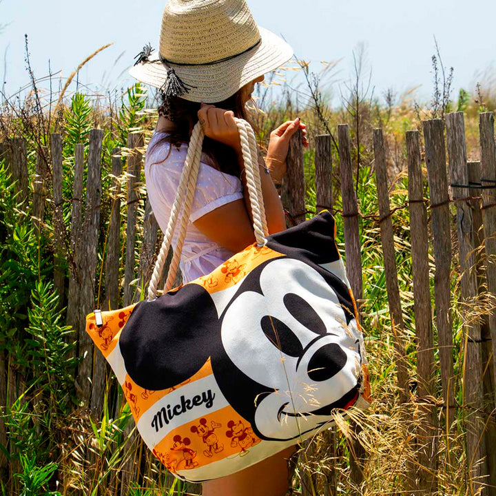 KARACTERMANIA - Bolsa de Playa Soleil con Neceser de Regalo. Mickey Mouse Orange