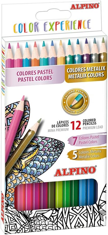 ALPINO - Lápices de Colores Experience Mina Premium 3.3 mm Special Colors Caja de 12 U.