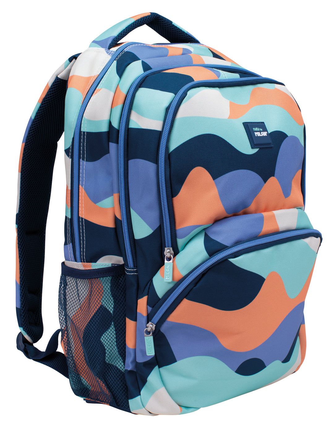 MILAN THE FUN -  Mochila Escolar 4 Cremalleras con Divisor para Portátil. Capacidad 25L. Azul