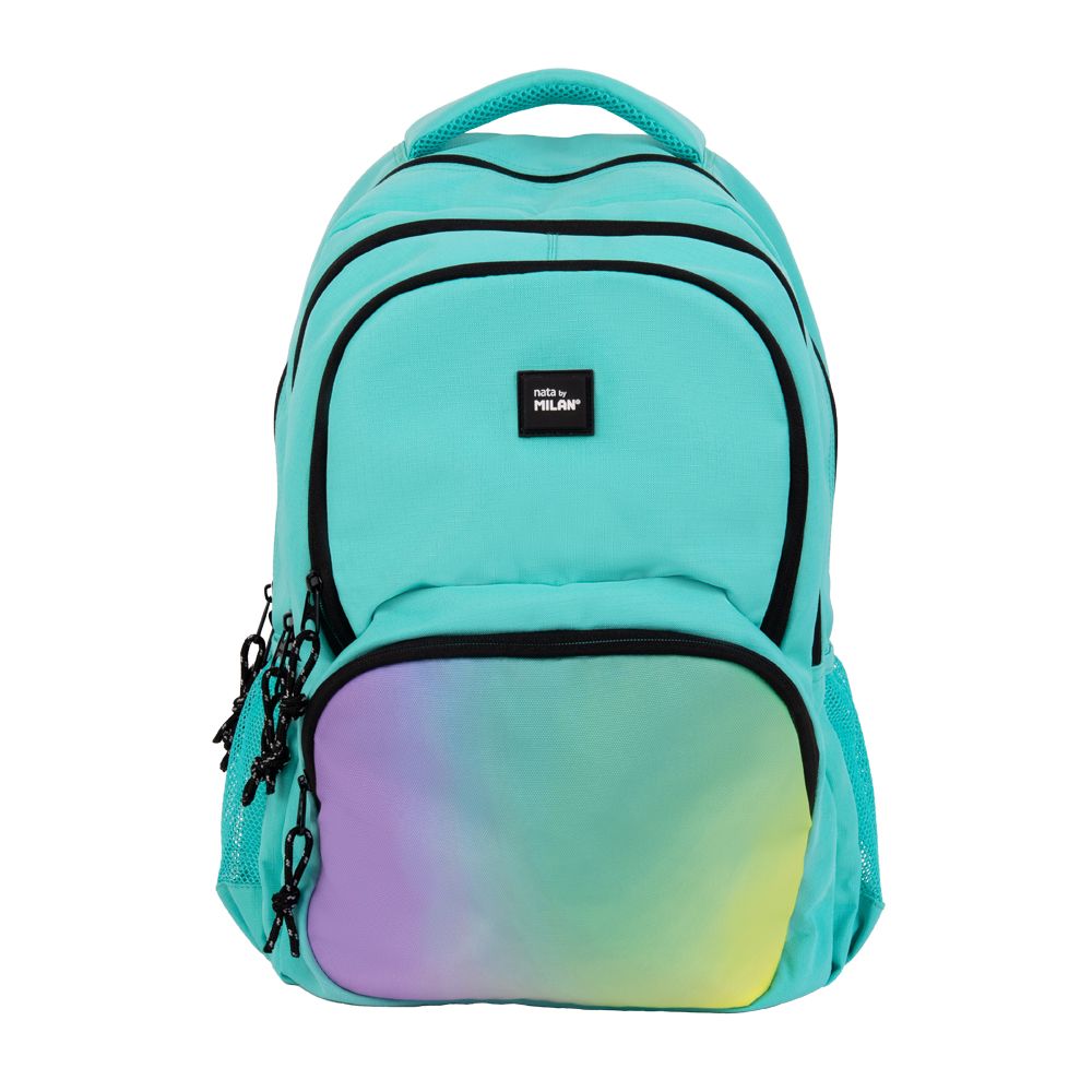 MILAN SUNSET -  Mochila Escolar 4 Cremalleras con Divisor para Portátil. Capacidad 25L. Verde