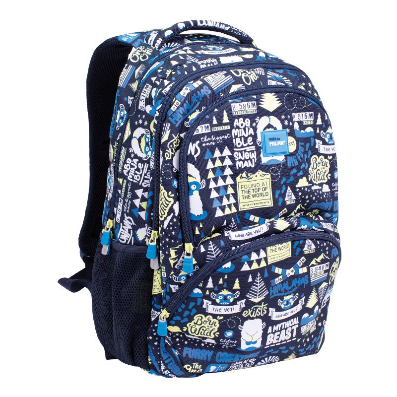 MILAN THE YETI -  Mochila Escolar 4 Cremalleras con Divisor para Portátil. Capacidad 25L. Azul Marino