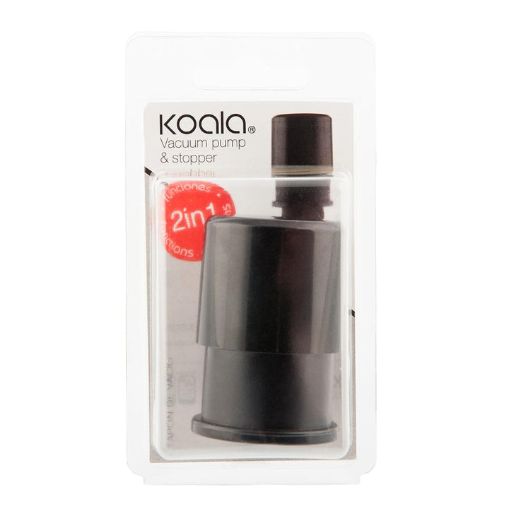 KOALA Bodega - Set de Bomba de Vacío con Tapón para Vino, Negro