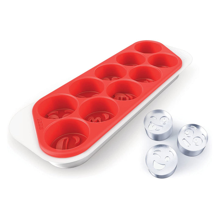 ZOKU Cool Moji - Bandeja Cubitera en Silicona en Forma de Emoticonos. Rojo