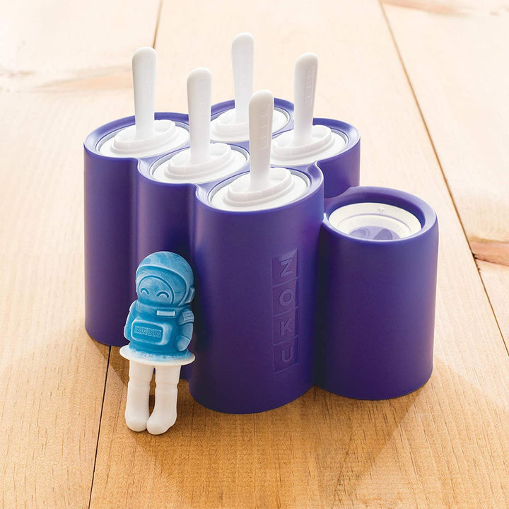 ZOKU Space Pop - Molde para Helados en Silicona con Palitos Incluidos. Azul