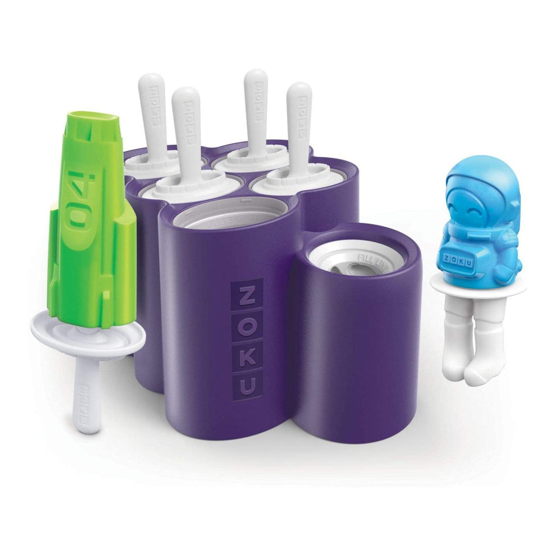 ZOKU Space Pop - Molde para Helados en Silicona con Palitos Incluidos. Azul