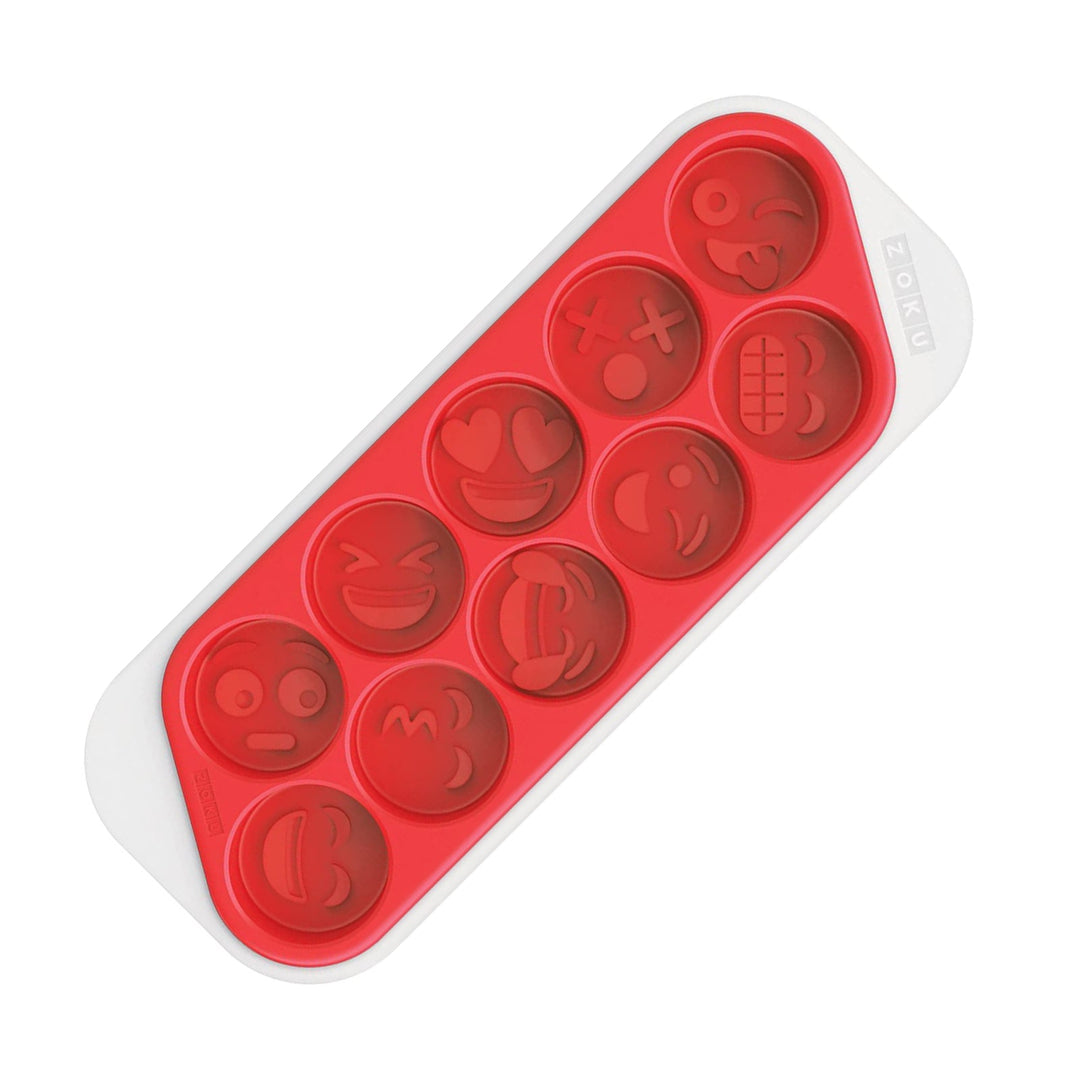 ZOKU Cool Moji - Bandeja Cubitera en Silicona en Forma de Emoticonos. Rojo