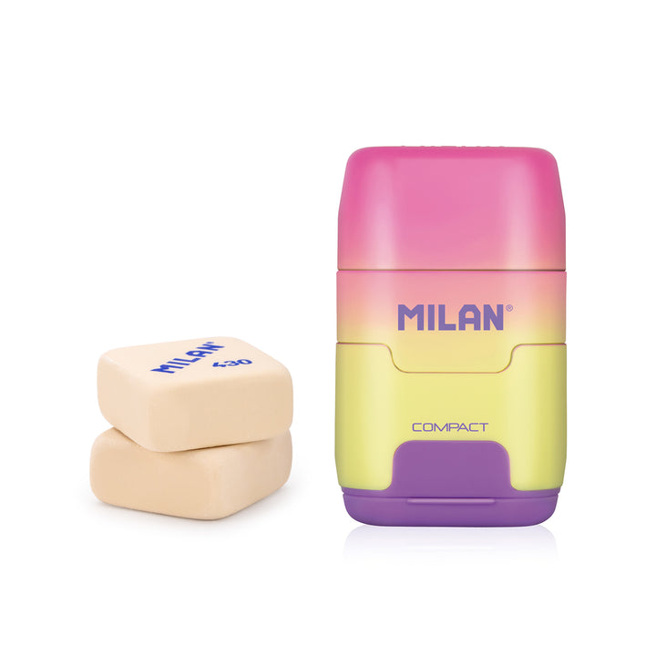 MILAN Sunset - Afilaborra Compact. Combinación de Goma y Sacapuntas Doble. Amarillo