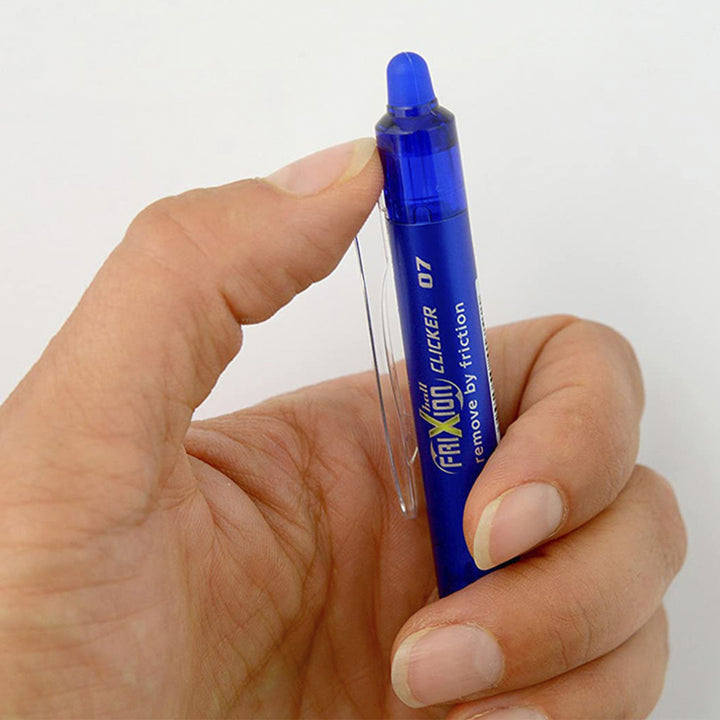 PILOT - Set de 3 Bolígrafos FriXion Ball Clicker Borrables y Recargables 0.7 mm. Azul