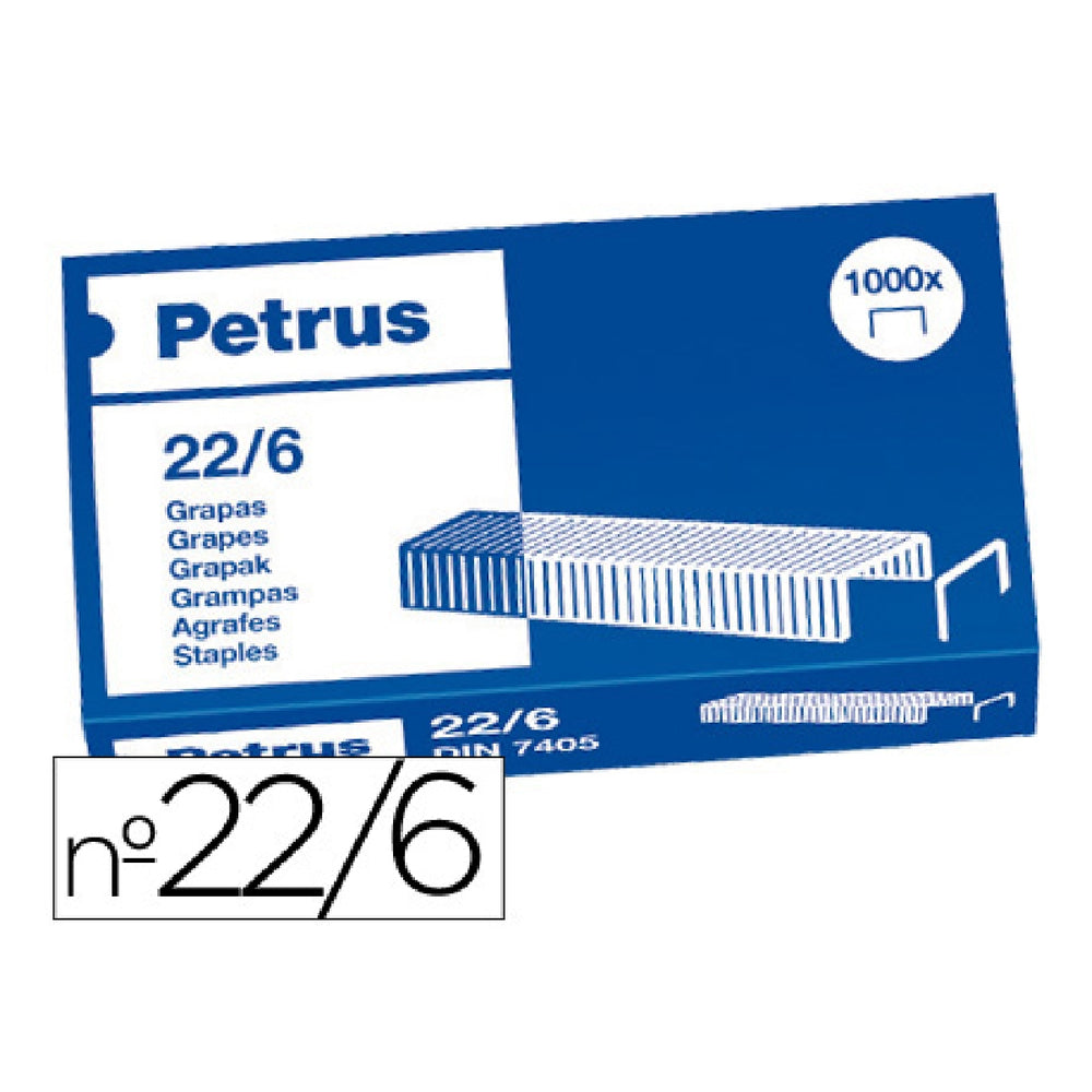 PETRUS - Grapas Petrus no22/6 Cobreadas Caja de 1000 Unidades