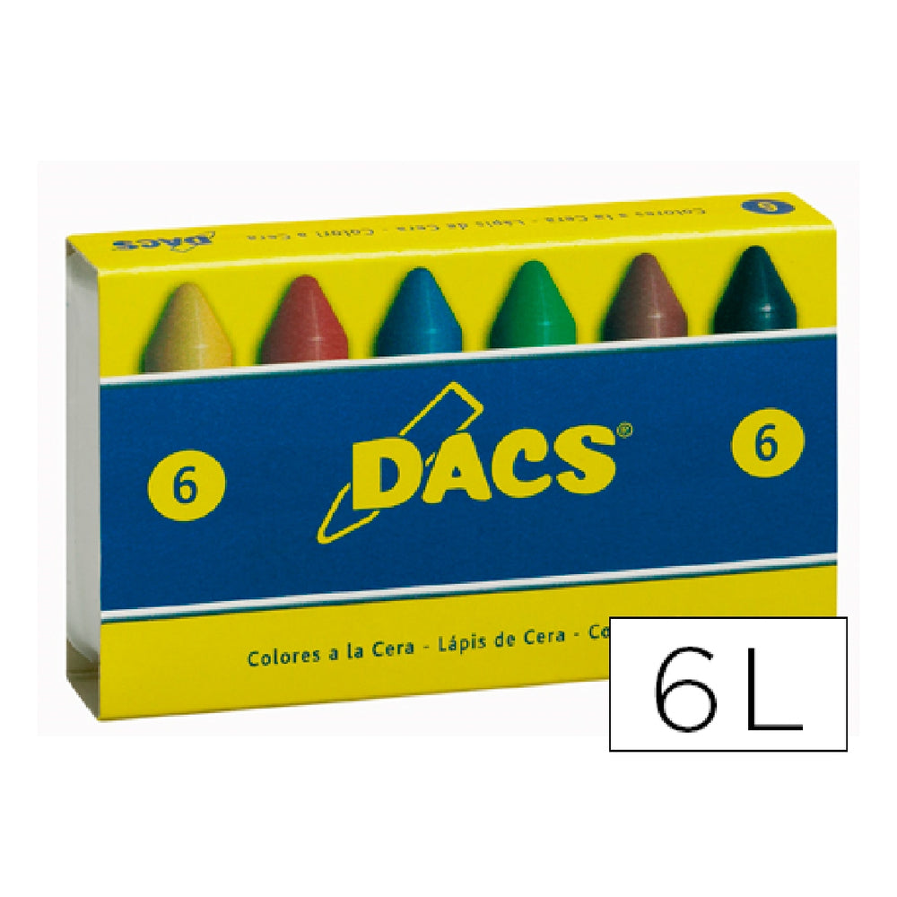 DACS - Lapices Cera Dacs Caja de 6 Colores Surtidos