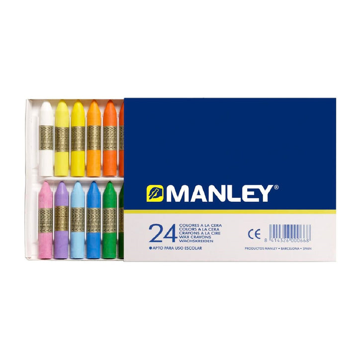 MANLEY - Lapices Cera Manley Caja de 24 Colores Surtidos