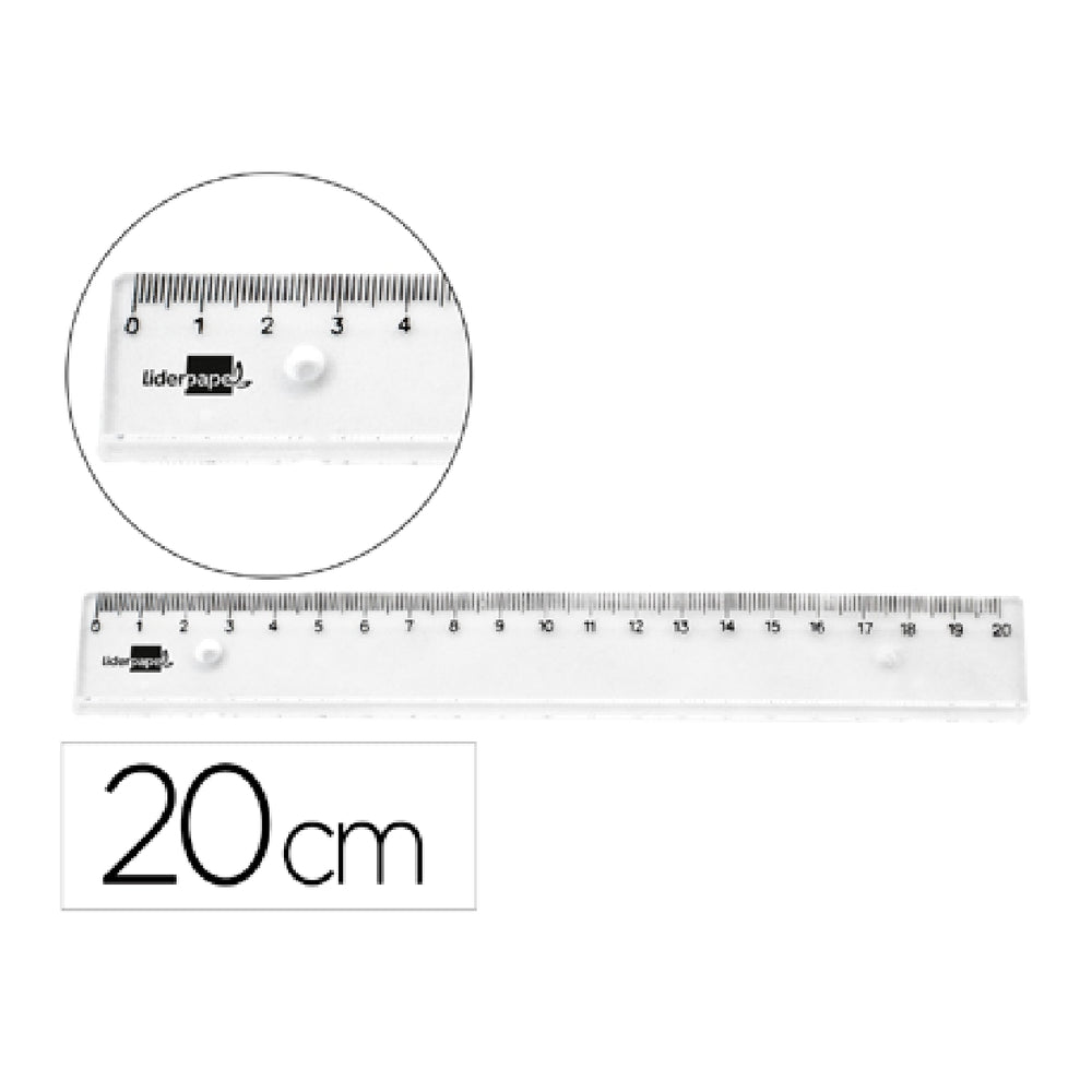 LIDERPAPEL - Regla Liderpapel Plastico Irrompible Transparente 20 cm