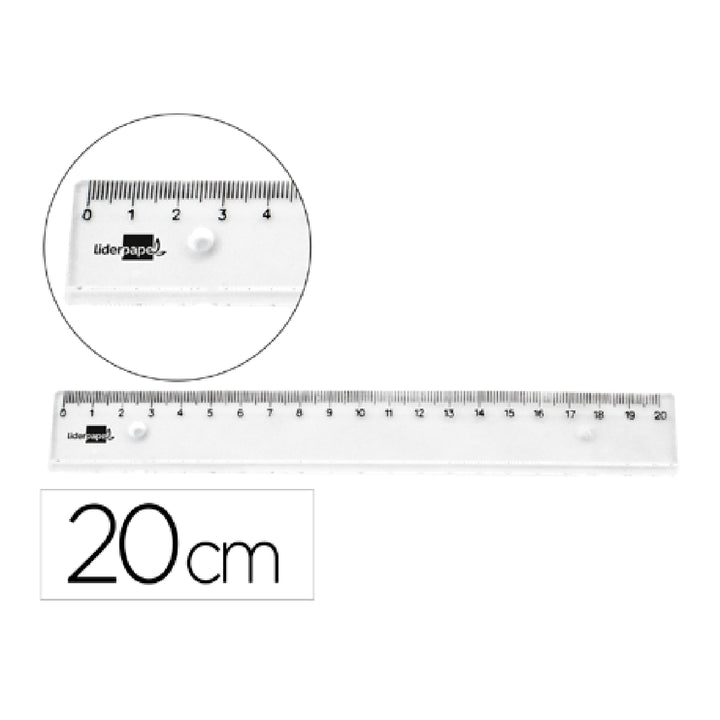 LIDERPAPEL - Regla Liderpapel Plastico Irrompible Transparente 20 cm