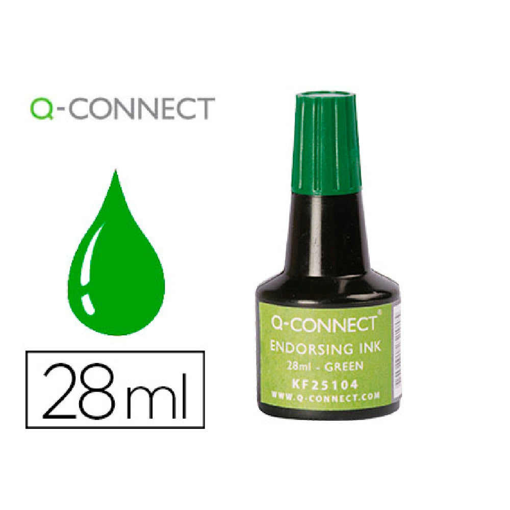 Q-CONNECT - Tinta Tampon Q-Connect Verde Bote 28 ML