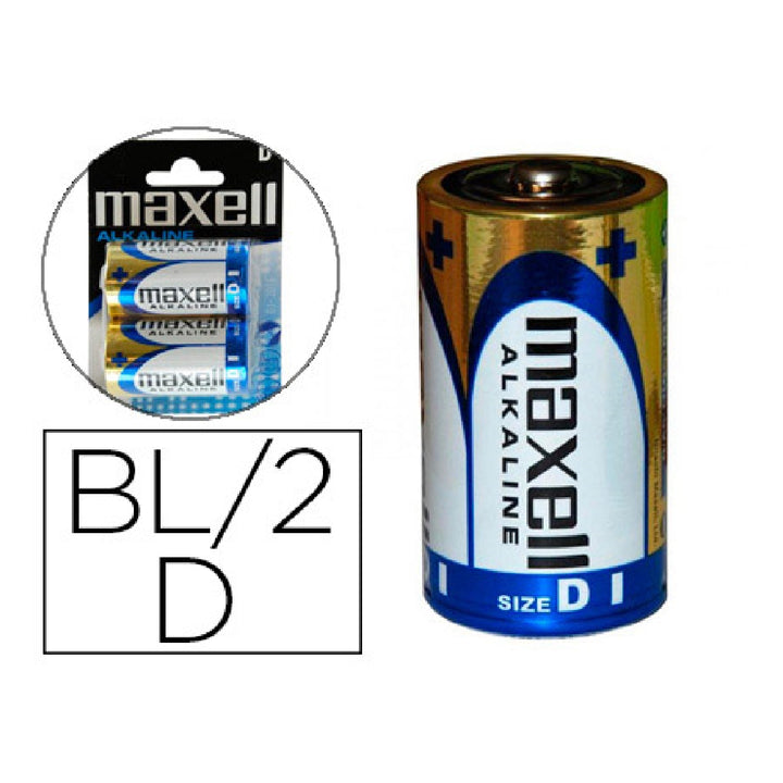 MAXELL - Pila Maxell Alcalina 1.5V Tipo D Lr20 Blister de 2 Unidades