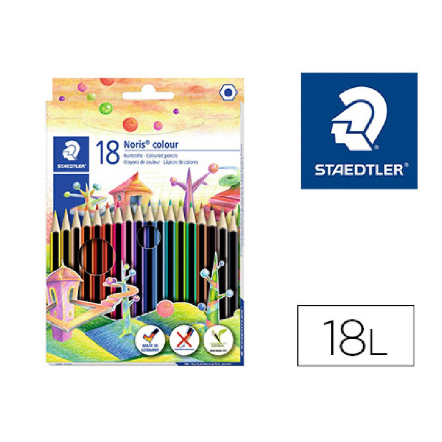 STAEDTLER - Lapices de Colores Staedtler Wopex Ecologico 18 Colores en Caja de Carton