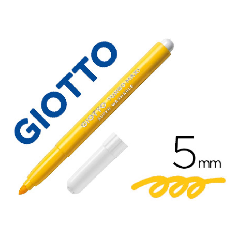 GIOTTO - Rotulador Giotto Turbo Maxi Lavable Con Punta Bloqueada Unicolor Amarillo