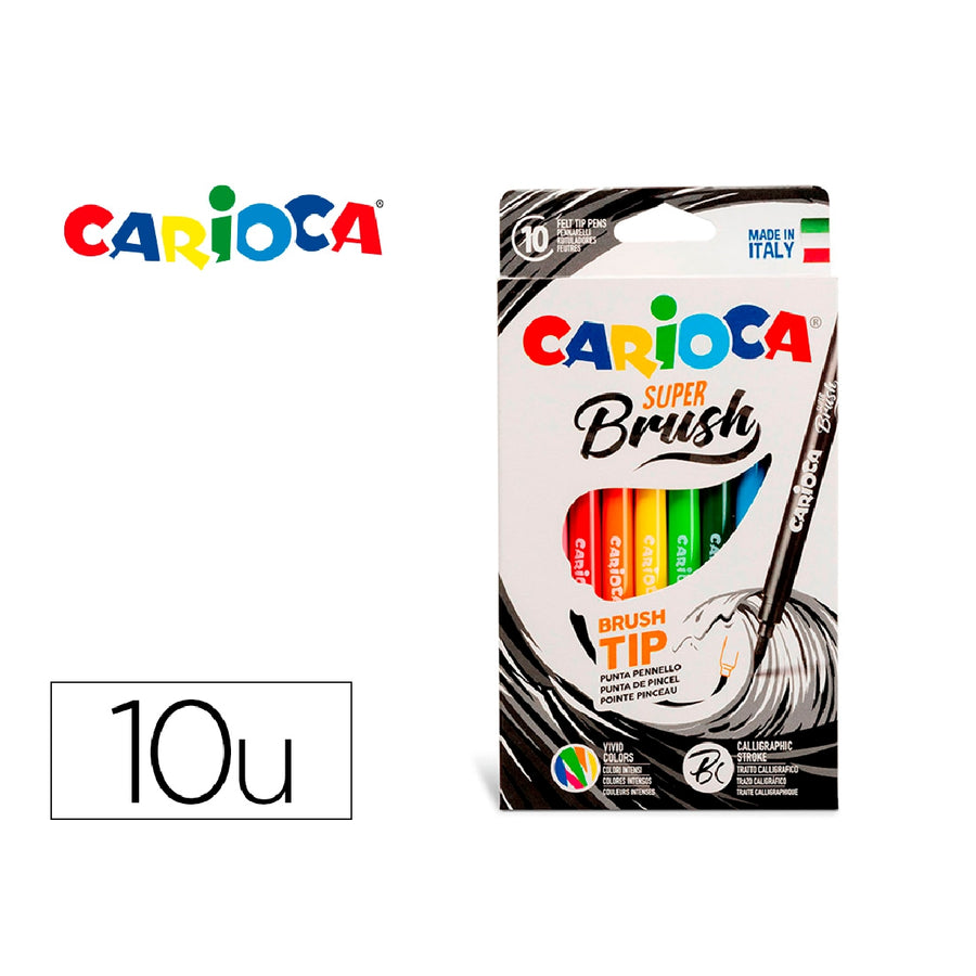 CARIOCA - Rotulador Carioca Super Brush Caja de 10 Unidades Colores Surtidos