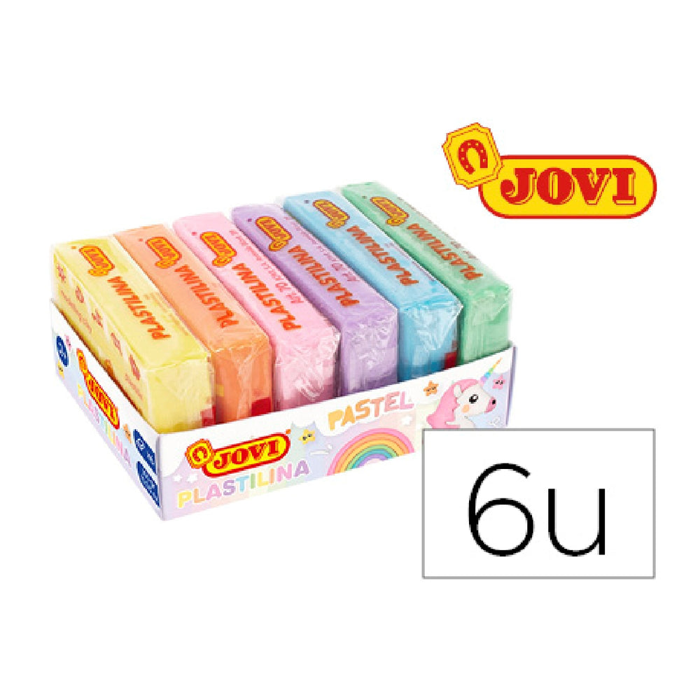 JOVI - Plastilina Jovi 70 Tamano Pequeno Caja de 6 Unidades Colores Pastel Surtidos 50G